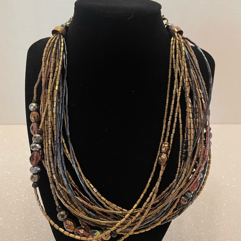 19 1/2 inch BoHo style, many strands multicolored women’s necklace